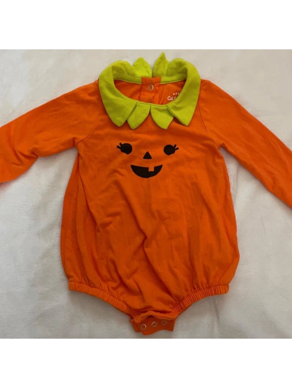 Cat &Jack Newborn Orange Pumpkin Halloween Onesie Fall